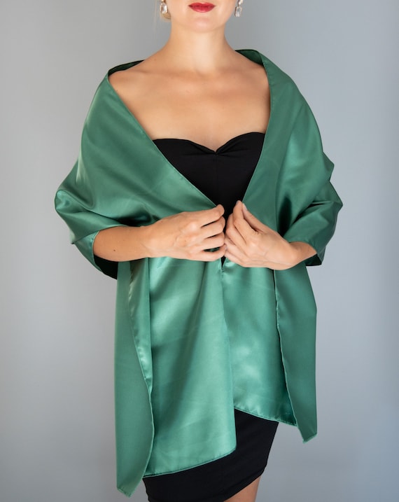 Satin Emerald Green Wrap Shawl Bolero Summer Spring Wedding Shrug