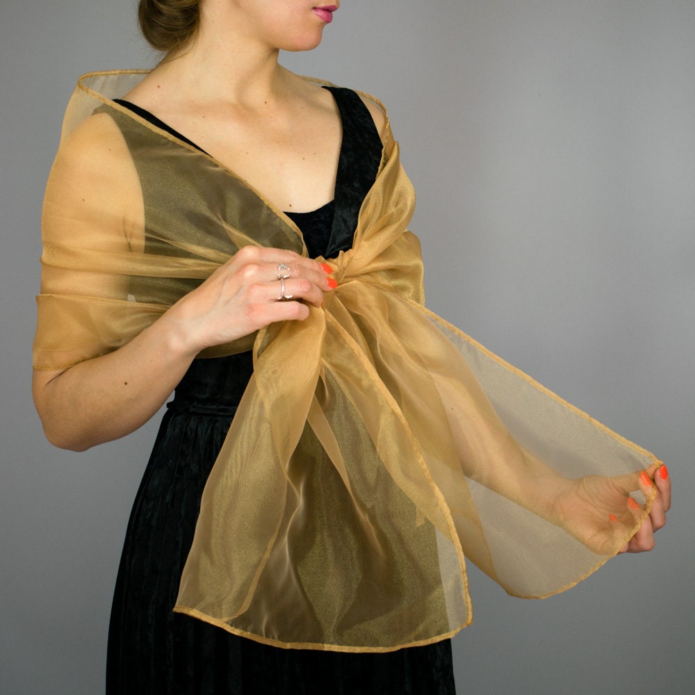 Organza Golden Gold Color Wrap Shawl ...