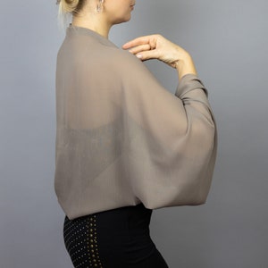 Chiffon sleeves capelet wrap shrug taupe, bolero wedding dress, simple elegant shrug, shoulder cape, jacket