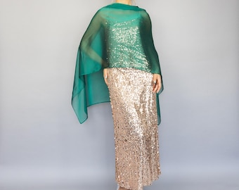 Chal verde, encogimiento de hombros verde brillante, chal estilo griego verde brillante, bufanda verde transparente, chal verde, bufanda transparente, chal verde para damas de honor, capa verde