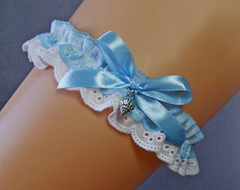 Garter Beach wedding garter Tossing garter sea charm wedding blue white lace bridal garter set prom garter bridal gift sea motive