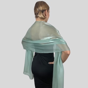 Mint Green organza wrap mint green sheer shawl mint green scarf mint green sheer shrug bridesmaid scarf woman sheer scarf evening shawl prom