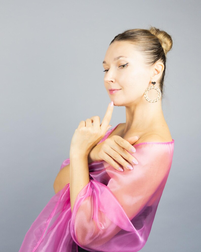 Neon pink scarf fuchsia wrap pink sheer shawl fuchsia organza shawl neon pink sheer shrug bridesmaids pink scarf woman scarf evening shawl image 3