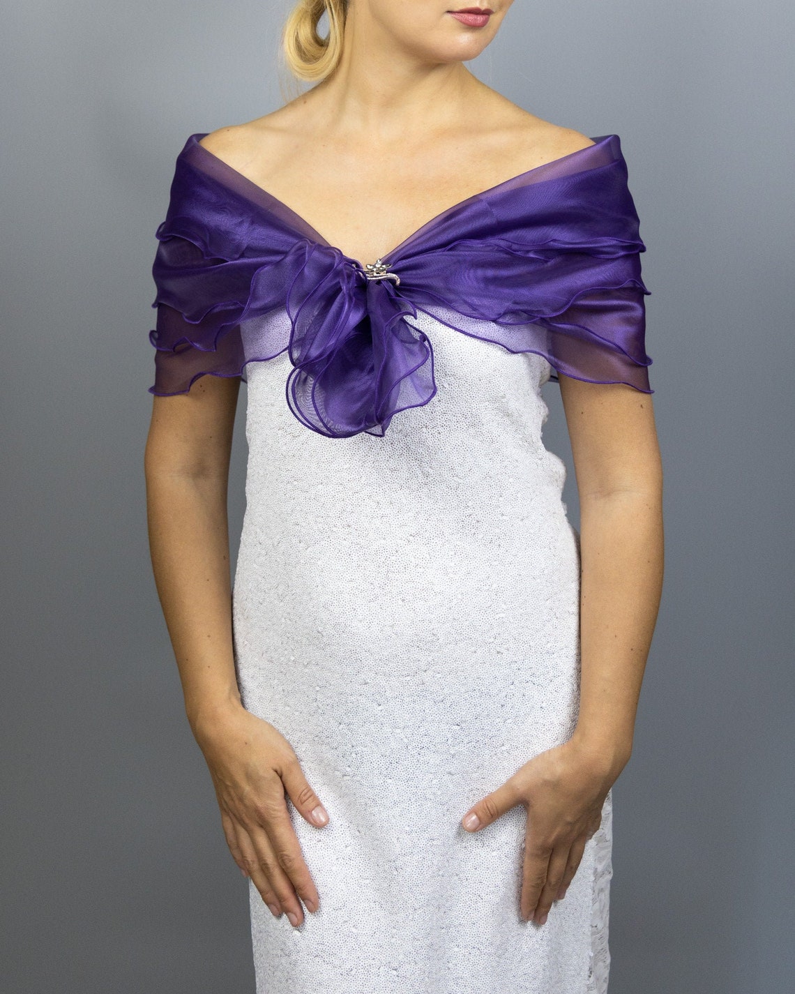 purple violet Organza wrap shawl summer spring Etsy