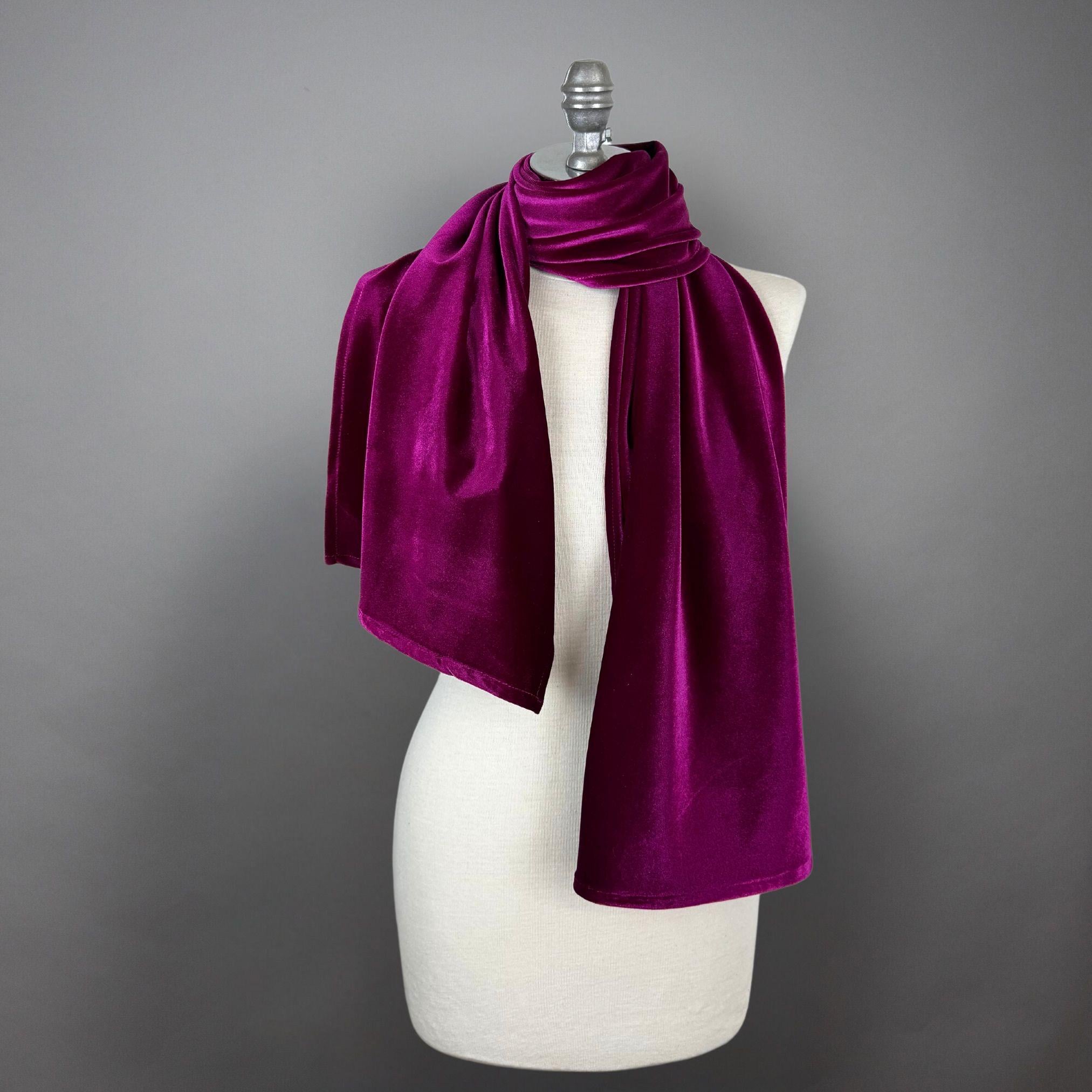 Velvet Scarf Fuchsia Velvet Wrap Velvet Shawl Magenta Winter