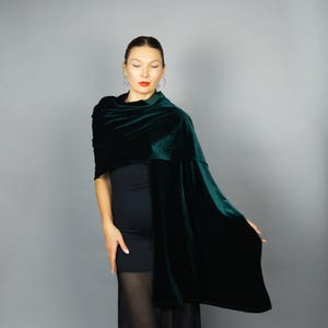 Green velvet wrap shawl bolero Winter wedding shrug deep green velvet scarf, warm scarf, green velvet bridesmaids wrap, personalise initials