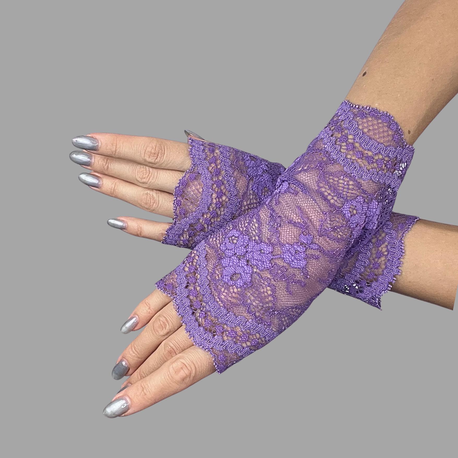 Fingerless Glove Wedding Gloves Purple Lace Gloves Elegant