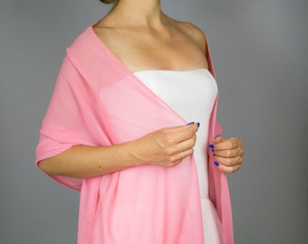 Pink Rose Chiffon wrap shawl summer spring wedding shrug elegant accessory pink scarf pink shawl pink wrap rose pink shrug woman pink scarf