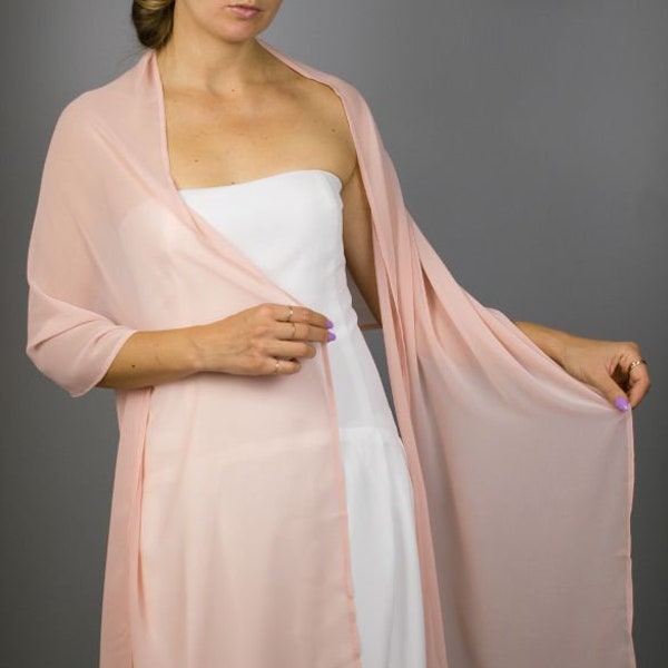 Pink Rose Peach Blush Chiffon omslagsjaal bolero zomer lente bruiloft bolero elegant accessoire 200 cm Lemonade Misty Rose