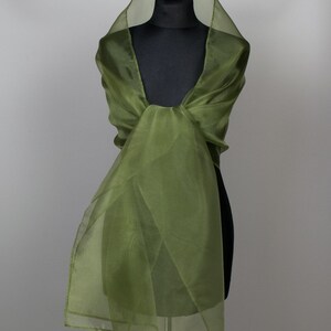 Vert olive de luxe, vert bataille, enveloppement Moss Basil Organza, châle, boléro, accessoire élégant de haussement dépaules de mariage dhiver 200 cm image 1