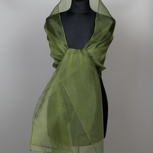 Vert olive de luxe, vert bataille, enveloppement Moss Basil Organza, châle, boléro, accessoire élégant de haussement d’épaules de mariage d’hiver 200 cm