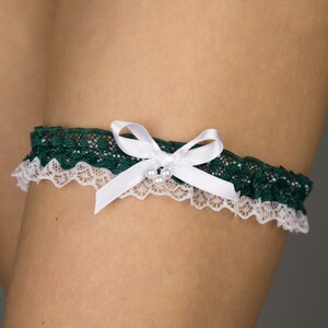 Bridal garter for your wedding, hen night out, go-go dancing, special occasion irish flag white green clover emerald bridal shower