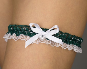 Jarretière de mariée pour votre mariage, soirée de poule, danse go-go, occasion spéciale drapeau irlandais blanc vert trèfle émeraude douche nuptiale