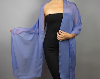 Silky light Chiffon wrap shawl scarf wedding shrug elegant accessory 200 cm Blue sapphire blue Yale Prussian periwinkle shade of blue