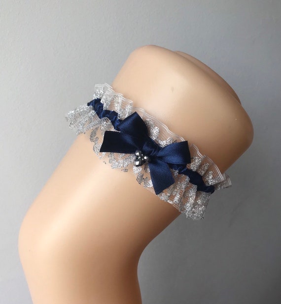 Silver garter Lace bridal garter 