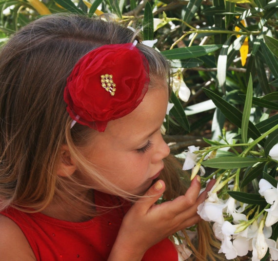 Venetian Red Flower Girl Headband Tiara Wedding Bridesmaids Etsy