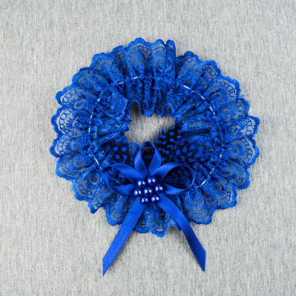2 Giarrettiere Blu Per Matrimonio Con Pizzo E Strass - Set Di Reggicalze Bianche Con Dettagli Blu, Accessori Sposa Per Addio Al Nubilato