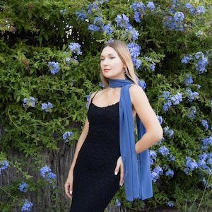 Blue scarf long chiffon scarf neck scarf sheer scarf blue grey scarf sheer blue scarf light blue woman scarf blue chiffon scarf woman gift