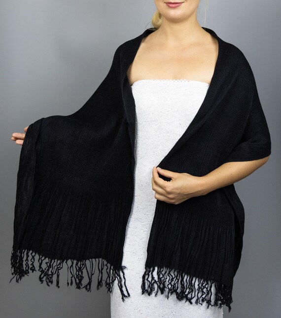 Black Soft Shawl Wrap Scarf Shrug 