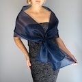 Navy blue organza wrap navy pull through wrap navy shawl navy bridesmaid shawl navy blue organza scarf navy loop wrap woman organza shrug product logo