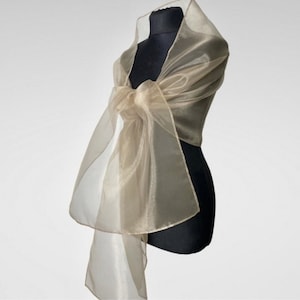 Beige organza wrap beige sheer shawl beige shawl beige scarf beige sheer shrug bridesmaids scarf woman sheer scarf evening shawl prom