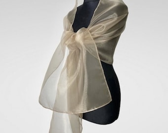 Beige organza wrap beige sheer shawl beige shawl beige scarf beige sheer shrug bridesmaids scarf woman sheer scarf evening shawl prom