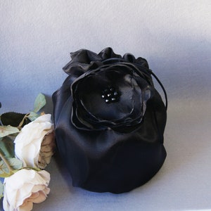 Elegante borsa in organza di raso / borsa porta soldi / borsa in pizzo nero abito da sposa borsa da sera raso seta pizzo veneziano