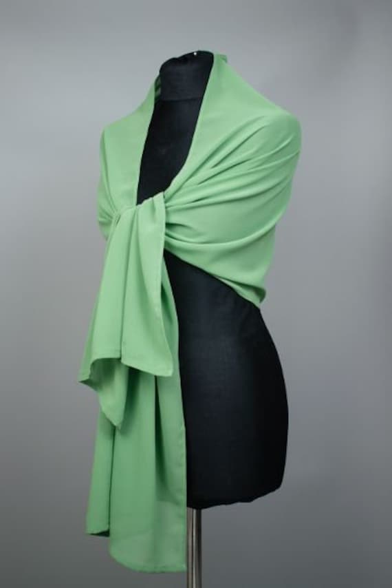 Luxury Green mint light green Chiffon wrap shawl bolero Winter wedding  shrug elegant accessory 200 cm