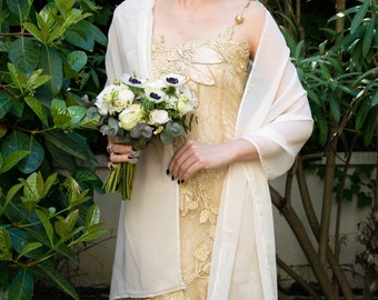 Elfenbein Schal ivory Schal ivory wrap ivory creme Stola Braut Schal Braut Stola Braut Accessoire ivory Braut Schulter Abdeckung Brautjungfern wrap