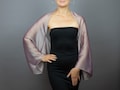 Pearl Chiffon wrap shawl bolero sleeves bridesmaids wedding shrug mother of the bride evening cape silver sleeves pearl product logo