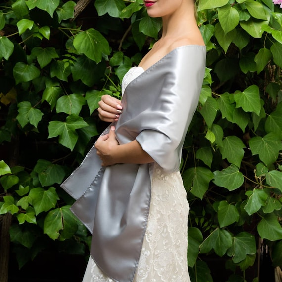 silver shrug for formal dress Silver Grey Formal Skinny Long Sleeve evening Wedding Bolero Shrug Top