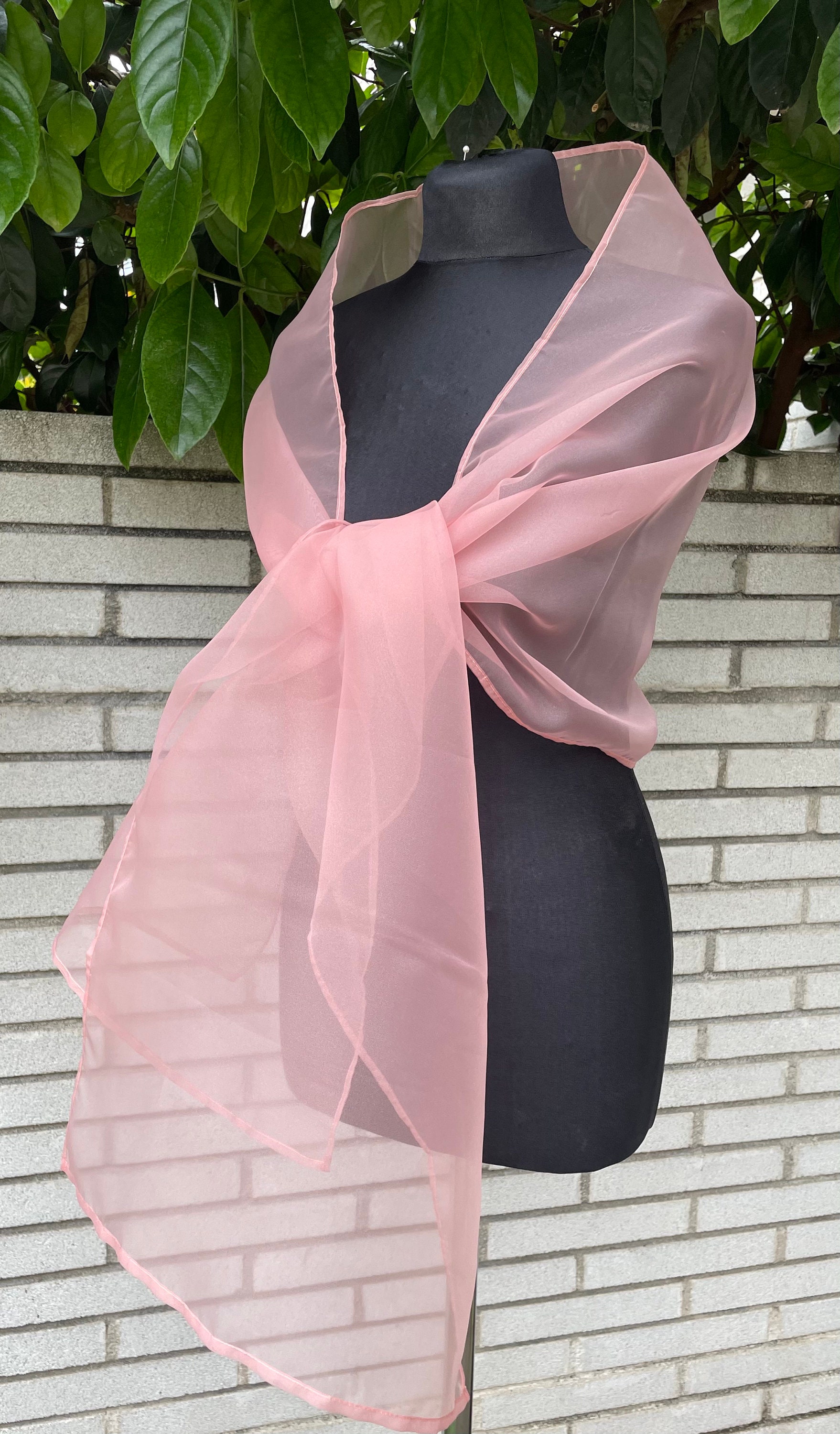 Pink Rose organza wrap pink rose sheer shawl pink rose scarf pink rose sheer shrug bridesmaids scarf woman sheer scarf evening shawl prom