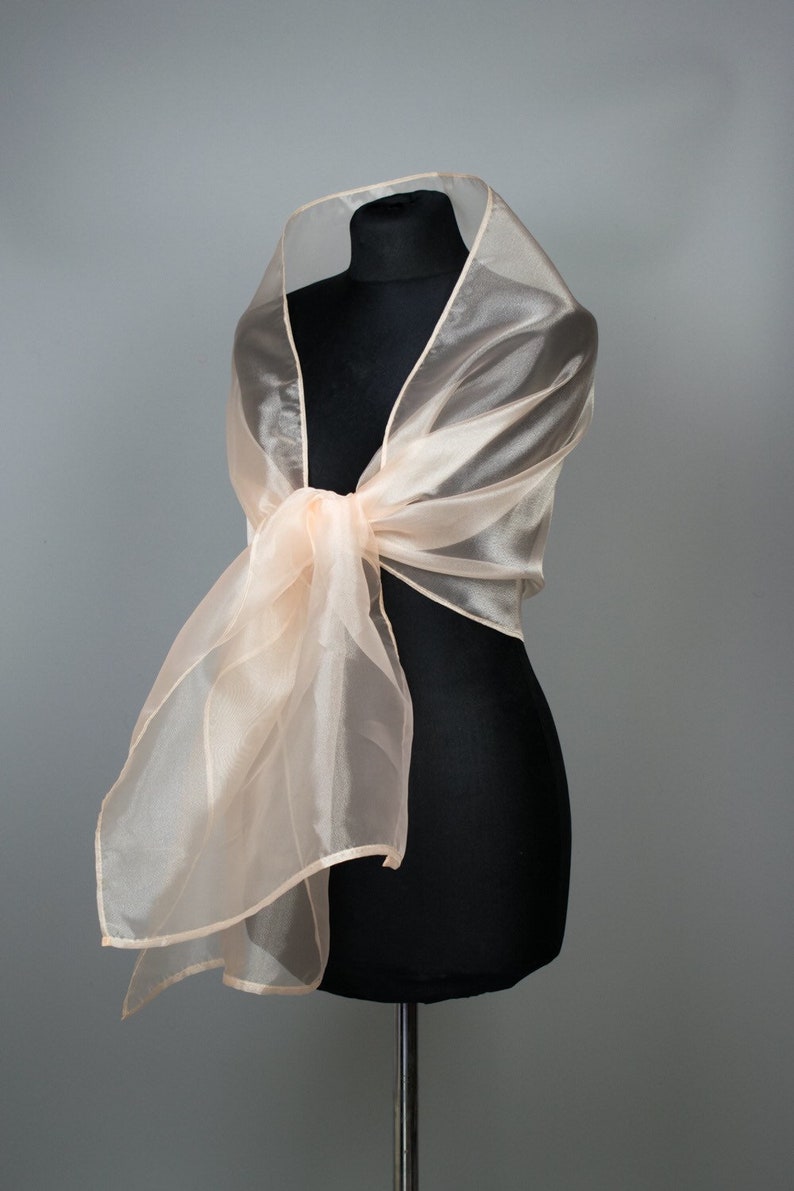 Silky Organza Peach Gold Ecru Color Wrap Shawl Bolero Winter Etsy