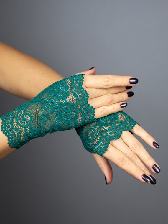Elegante fingerlose Handschuhe Spitzenhandschuhe, grne Handschuhe, prom  Handschuhe, schwarze Handschuhe, blaue Handschuhe, Spitzenhandschuhe,  Handschuhe im gotischen Stil - Etsy.de