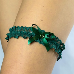 Bridal garter for your wedding, hen night out, go-go dancing, special occasion irish flag shamrock green clover emerald