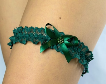 Bridal garter for your wedding, hen night out, go-go dancing, special occasion irish flag shamrock green clover emerald