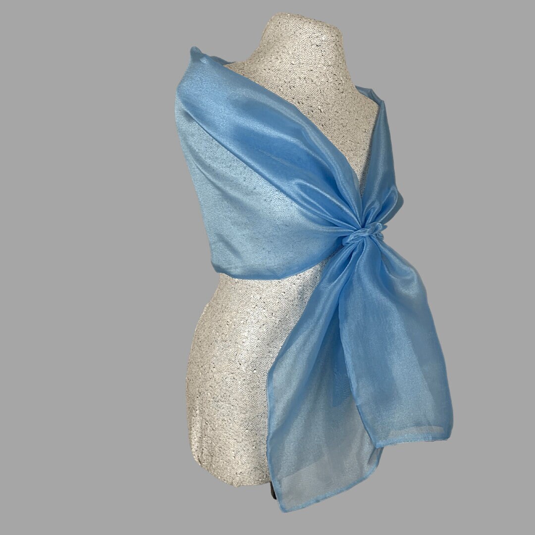 Blue Organza Wrap Shawl 