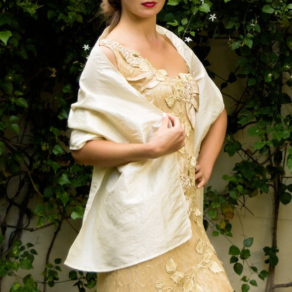 Luxus Elfenbein creme beige Wickelschal Bolero Shrug taft Hochzeit