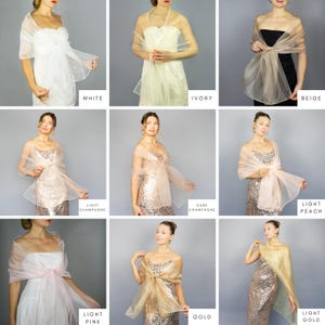 Light grey organza wrap silver grey sheer shawl scarf light grey sheer shrug bridesmaids scarf woman sheer scarf evening shawl prom image 17