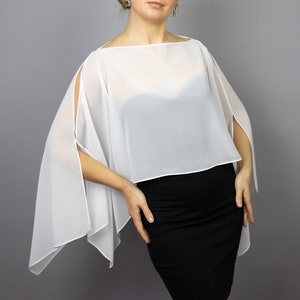Chiffon wrap bolero capelet wedding or evening shrug white or navy blue, royal blue shrug jacket, woman poncho, woman cape, scarf, honeymoon