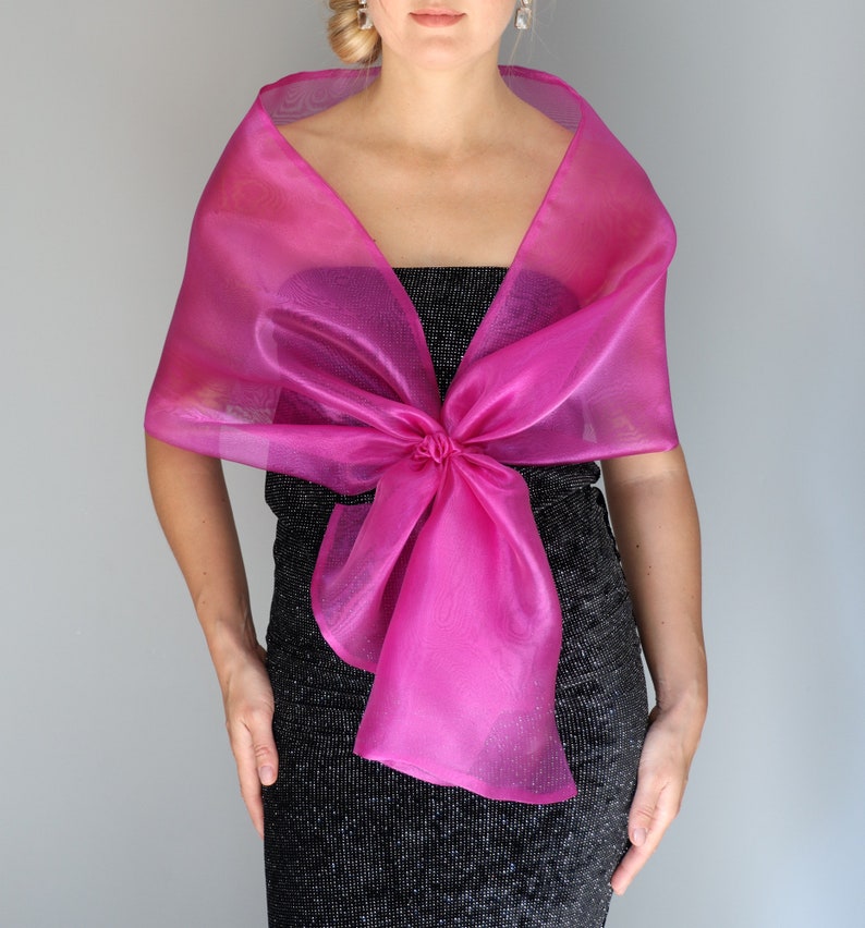 2 Sided Fuchsia Organza Wrap Shawl Bolero Winter Wedding Shrug - Etsy