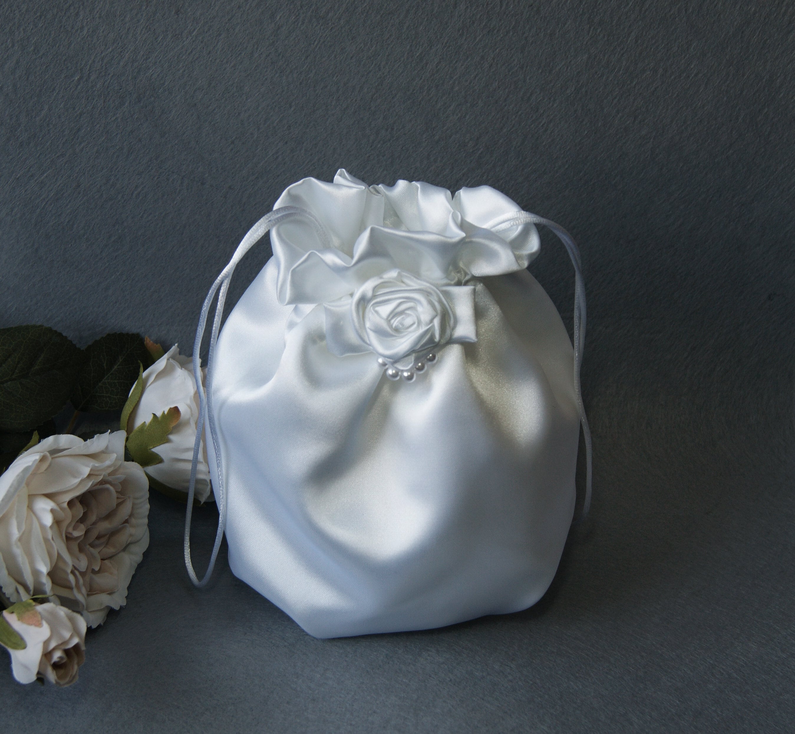 Satin bridal bag purse white for your wedding special occasion Etsy