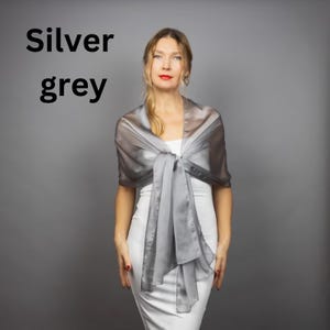 Chal fucsia, chal fucsia transparente, chal rosa, bufanda fucsia, papel de regalo para damas de honor, encogimiento de hombros para boda, chal para madre de la novia, chal de gasa para mujer Silver grey