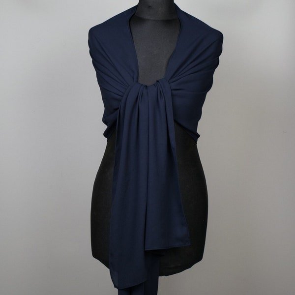 Chiffon wrap shawl bolero Winter wedding shrug elegant accessory 200 cm Navy Blue night blue n2