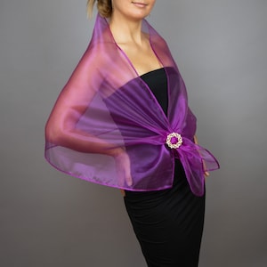 Luxus Organza Schal Bolero mit Schnalle Hochzeit in lila oder anderen Farben, damen Organza Schal, Organza Schleife, Shrug, Damen Schal