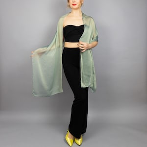 Sage green wrap light green scarf sage green shawl bridesmaids gift wrap wedding shrug mother of the bride wrap chiffon wrap woman gift prom