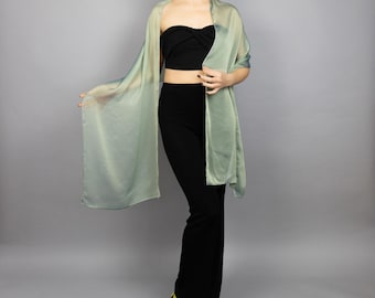 Sage Green Chiffon Wrap Scarf – Light Green Shawl, Bridesmaids Gift, Wedding Shrug, Mother of the Bride Wrap, Prom Shawl