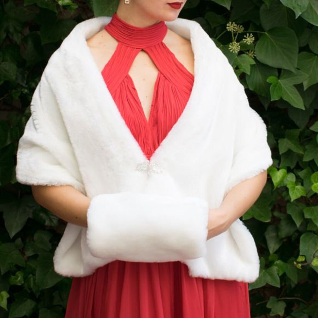 Scialle In Pelliccia Sintetica Genglass - Stola Senza Maniche Per Spose E Damigelle, Elegante E Caldo