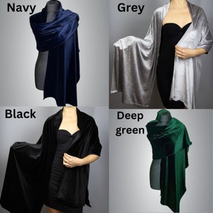 Velour/Velvet wrap shawl bolero Winter wedding shrug elegant accessory 190 cm navy blue image 4