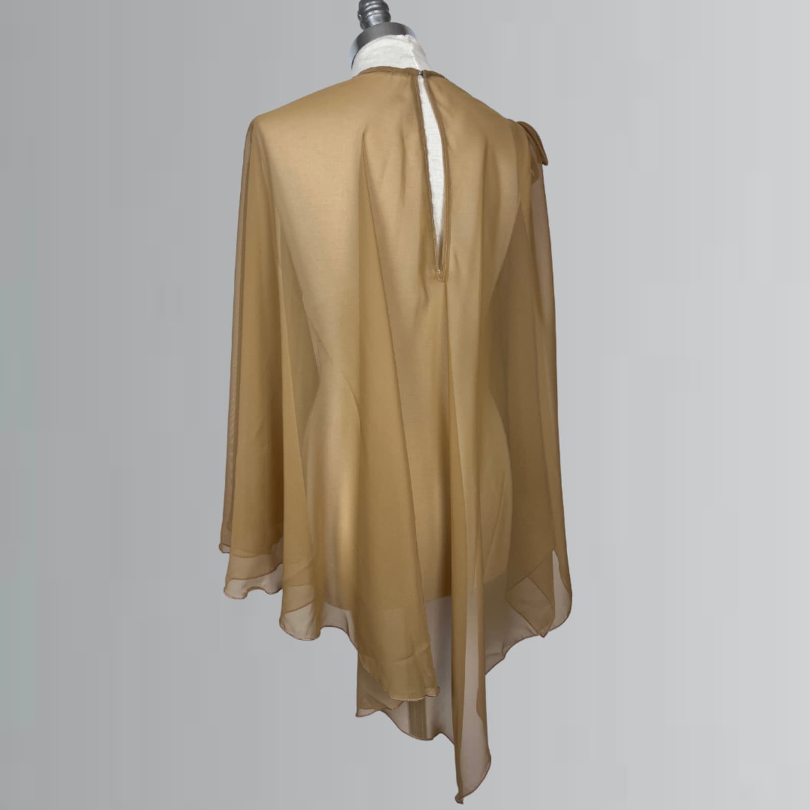 Beige Chiffon Capelet Poncho Wrap Shrug Blouse Luxury Silver - Etsy